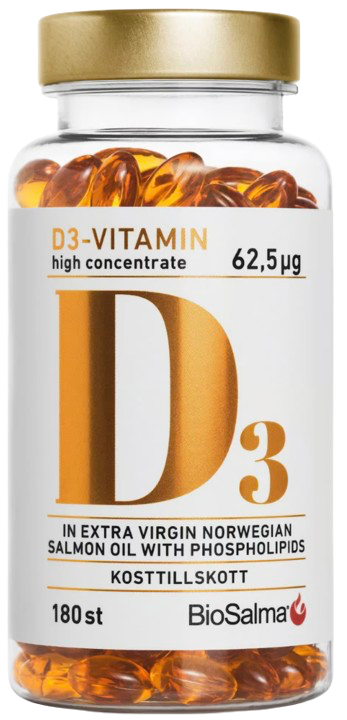 BioSalma D3-vitamin 62,5µg висока концентрація 180 капсули