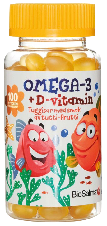 BioSalma Omega-3 + D-вітамін Желейки дитячі 100 капсул