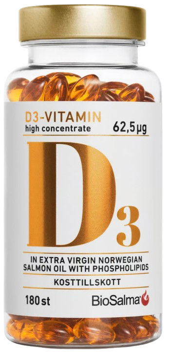 BioSalma D3-vitamin 62,5µg висока концентрація 180 капсули