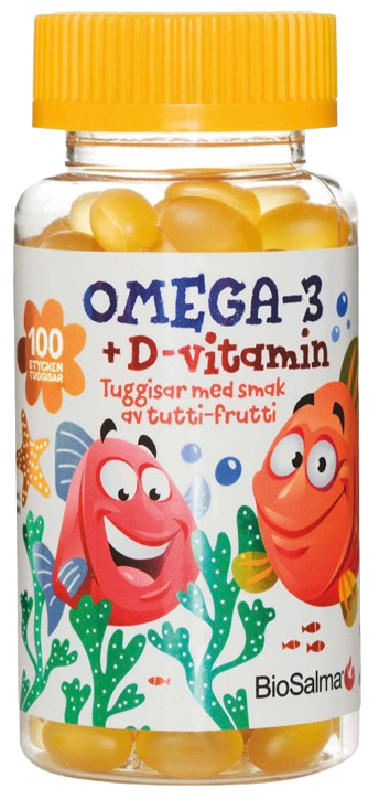 BioSalma Omega-3 + D-вітамін Желейки дитячі 100 капсул